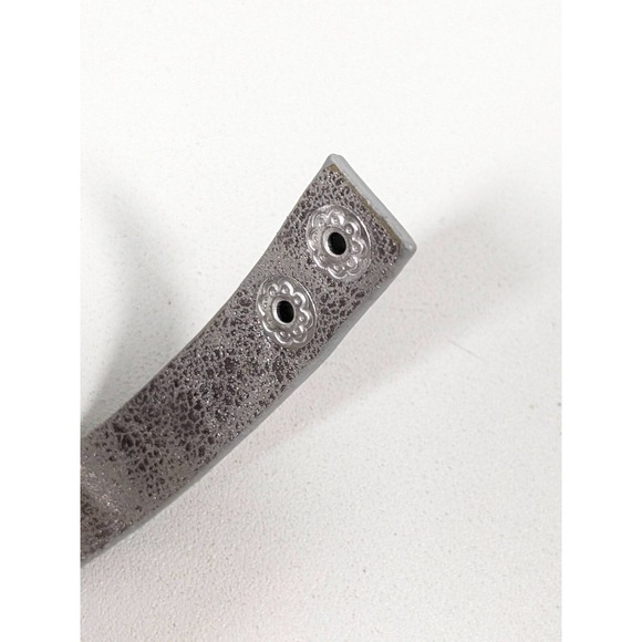 Splendid Iris Gray Faux Leather Love Silver Tone Bar ID Snap Cuff Bracelet 7.5" - Picture 7 of 8